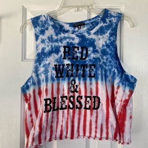 Fourth of July muscle tank crop top